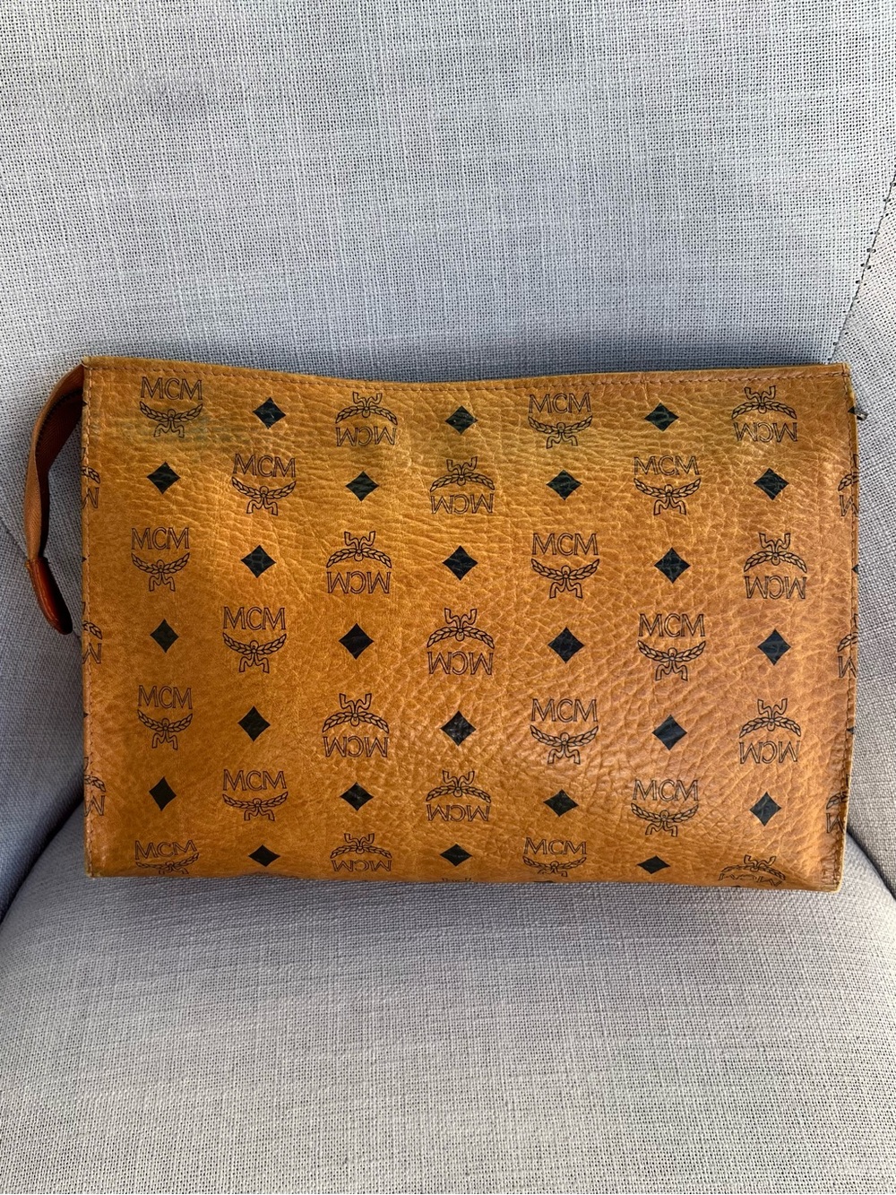 MCM Visetos Leather Vintage Clutch Hand Bag Purse Brown - Picture 5 of 16